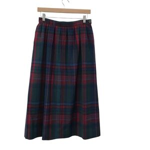 Vintage Pendleton Red Green Blue Tartan Plaid Wool Preppy Christmas Skirt 12